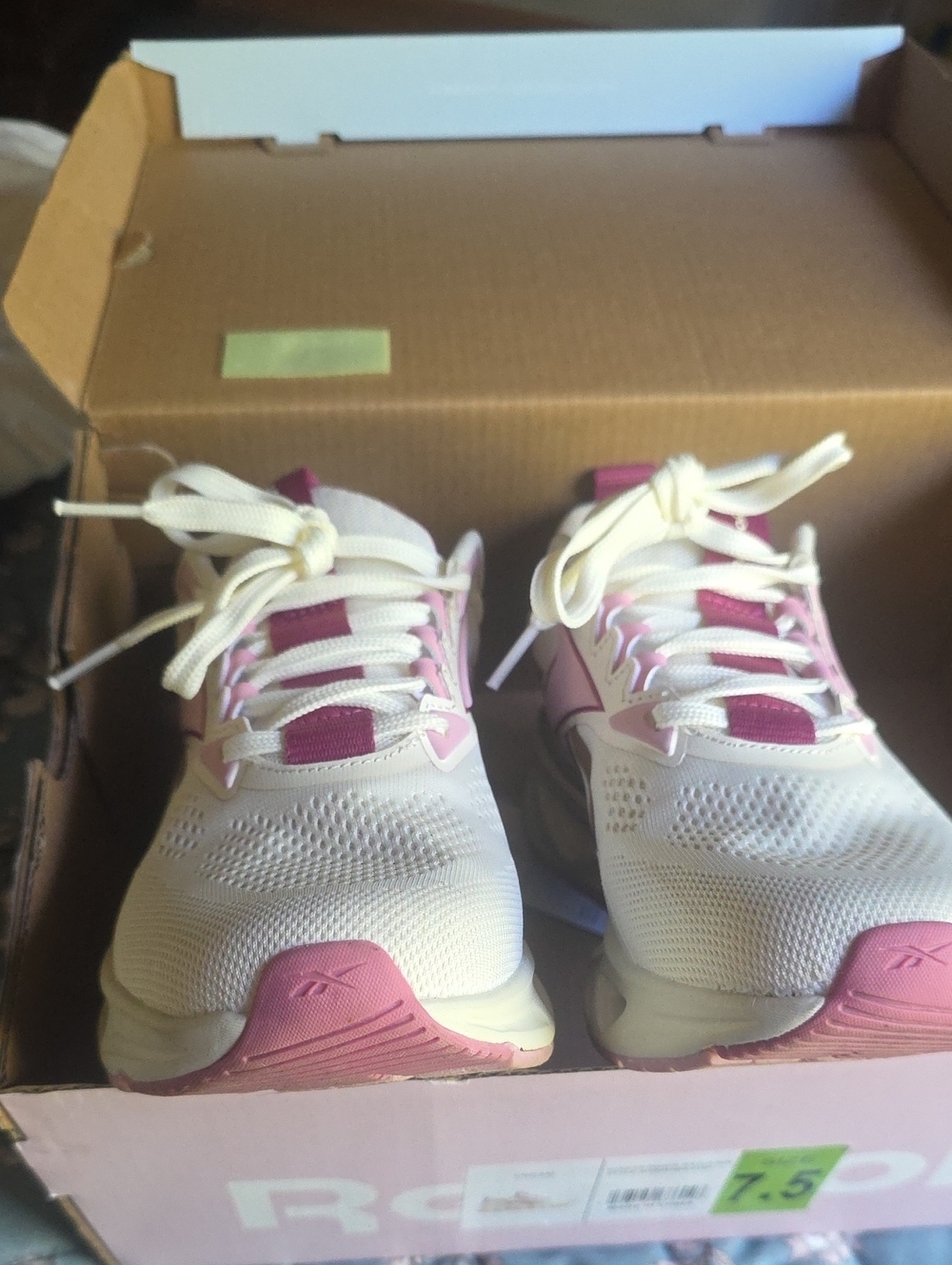 Reebok Women's Cream and Pink Training Sneakers